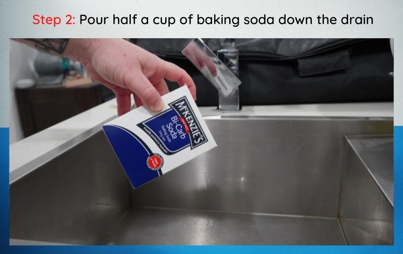 clear blocked drain with baking soda solution
